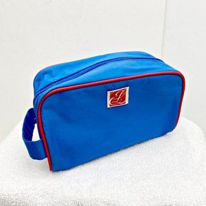 Estee Lauder Unisex Cosmetic Toiletry Case Blue Zip Top Side Handle Bag Vintage
